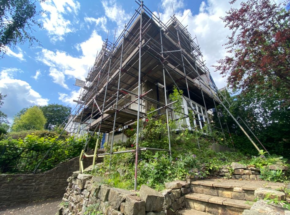 Scaffolding installation on site